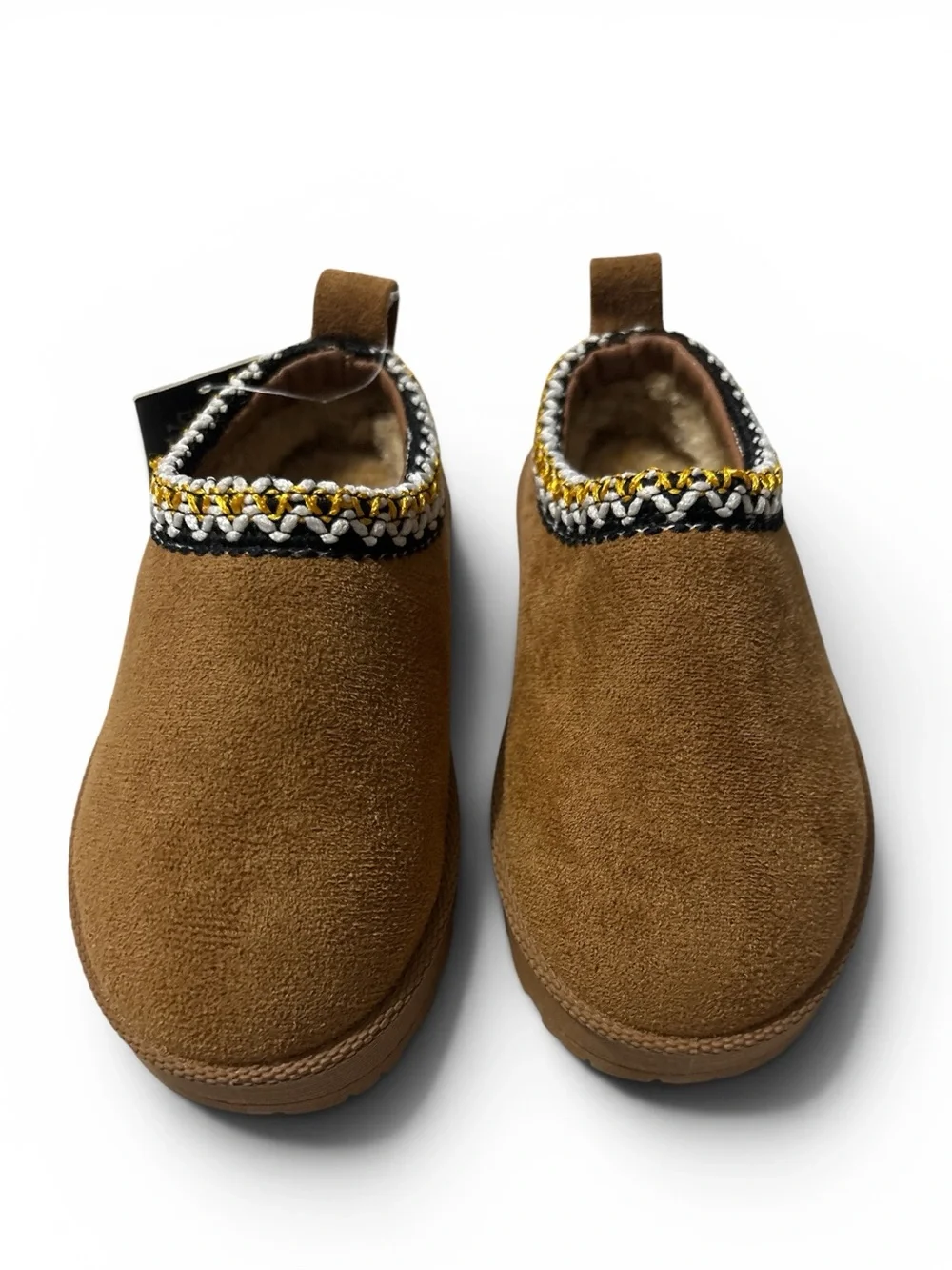 Toddler Size 8  American Exchange Brown Slip-On Cozy Shoes with Braided Trim
